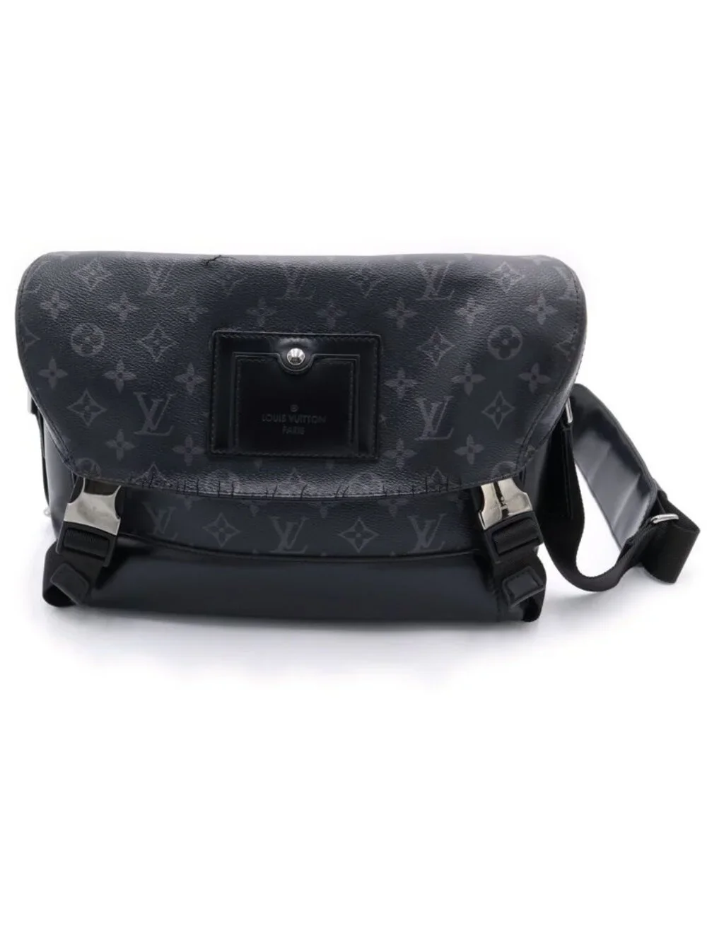 Louis Vuitton Monogram Eclipse Messenger Voyage Shoulder Bag Black Leather